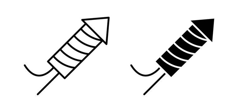 Fireworks rocket signs set in black and white colors