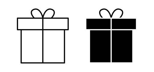 Poster - Gift box with ribbon icons in black and white colors