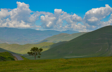 Wall Mural - Pambak valley and Bazum mountain range scenic view from Spitak Pass (Tsilkar, Armenia)