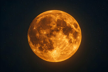 Wall Mural - full orange moon at night with stars.