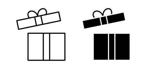 Poster - Open gift box icons in black and white colors