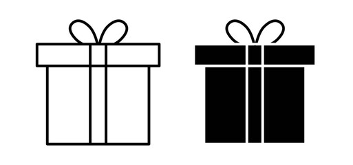 Poster - Present gift box icons in black and white colors