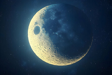 Wall Mural - crescent moon in dark night sky with stars.