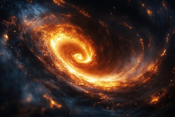 Wall Mural - stunning abstract space background featuring a luminous golden spiral intertwining with cosmic eleme