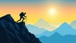 © Netthida Arsa - Solo Traveler Reaching Mountain Summit During Sunrise with Stunning View of Peaks and Horizon