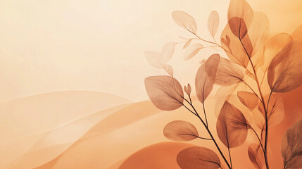 Sticker - Softly illuminated botanical illustration with warm hues and delicate leaves