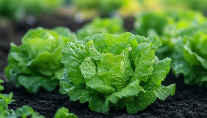 Poster - A smart farm setting with hydroponic Green Cos lettuce