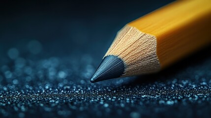 Wall Mural - Close-up of a sharpened pencil point on a dark surface.