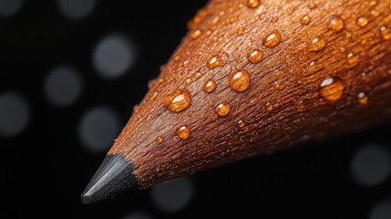 Wall Mural - Close-up of a wet wooden pencil point.