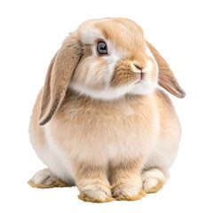 Cute fluffy rabbit with big ears sitting quietly