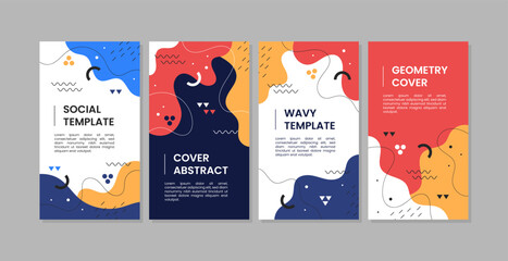 abstract colorful memphis background. trendy geometric abstract template for social media post or ad