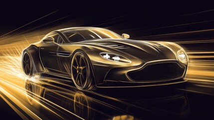 Poster - A sleek, stylized sports car in motion with a dynamic light effect.