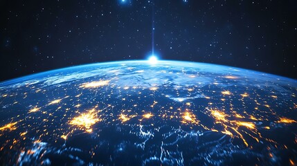 Wall Mural - earth from space with city lights