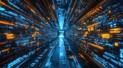 Poster - Big data artificial intelligence machine learning neural network flow complex information science innovation technology data analysis visualization cyberspace future. 3d rendering.