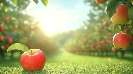 Apple Orchard in the Sunlit Morning