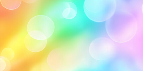 Poster - Soft, dreamy background featuring a rainbow gradient and translucent pastel bubbles