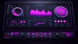 © A4719 - Futuristic Digital Audio Mixer Interface with Neon Purple and Dark UI Design