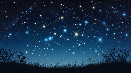 Sticker - deep space shining stars in night sky, constellation star field, galaxy