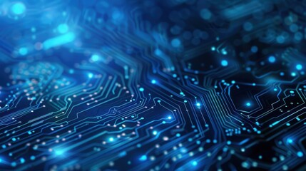 Poster - Quantum computer technologies concept. Futuristic blue circuit board background vector. Modern technology circuit board texture background design. Waves flow. Quantum explosion technology