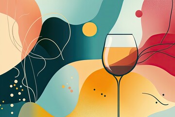 Poster - abstract wine glass art featuring fluid shapes and colors