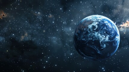 Poster - right side of the planet earth globe on a starry space background