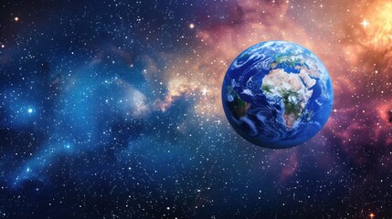Poster - right side of the planet earth globe on a starry space background