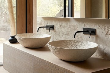 Sticker - Modern Double Stone Sinks in a Luxurious Bathroom