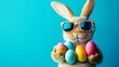 © Adobe Contributor - Funny Easter Bunny with Colorful Eggs