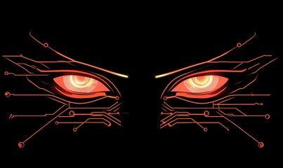 Poster - Futuristic cybernetic eyes with glowing circuits and intricate designs, representing advanced technology and artificial intelligence