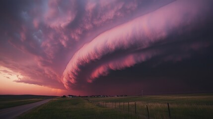 Aufkleber - A dramatic cloud formation at sunset, showcasing vibrant colors and atmospheric phenomena.