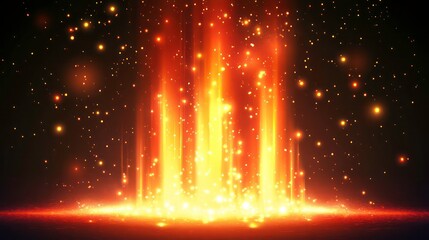Wall Mural - fire sparks floating upward on dark background. glowing orange embers with bright red streaks. hot b