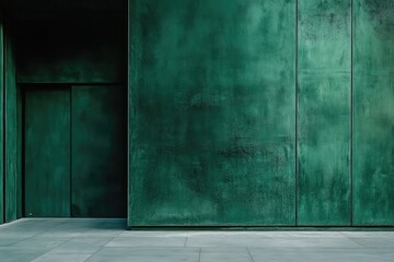 Poster - A moody dark green concrete wall texture, perfect for seasonal winter-themed concepts or modern minimalist designs