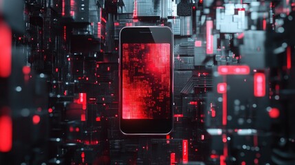 Poster - A sleek modern phone surrounded by digital elements, representing the concept of the future calling with limitless potential.