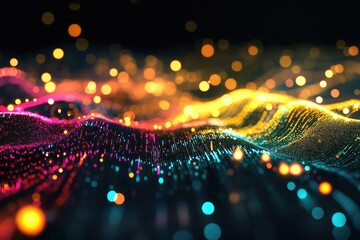 Poster - Abstract stock market graph with glowing lights, symbolizing finance and digital progress