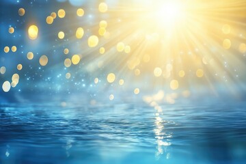 Poster - Abstract water reflections with shimmering sunlight, creating a serene and natural theme for beauty or wellness designs