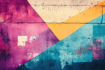 Poster - Abstract urban wall texture in colorful grunge tones, offering a modern edge for digital advertising or graphic design
