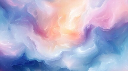 Poster - A dreamy abstract composition of swirling pastel colors resembling a serene sky.