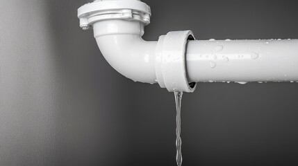 Aufkleber - A water drip from a pipe joint in an apartment, capturing the moment of leakage, ideal for plumbing repair and home maintenance topics.