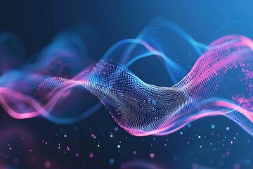 Poster - Abstract flowing particles, vibrant colors, dynamic design.