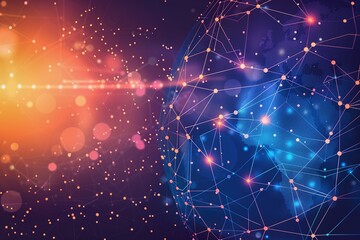 Poster - Global network connection, digital world, data flow.