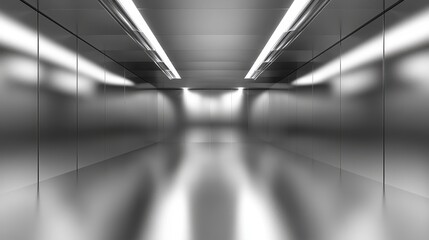 Poster - Modern Sleek Metallic Room with Bright Reflective Lighting