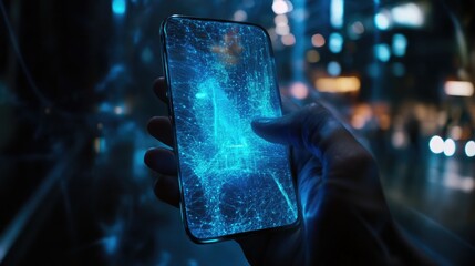 Poster - The future is calling with a high-tech phone and holographic visuals, representing the advancements and opportunities in the digital world.