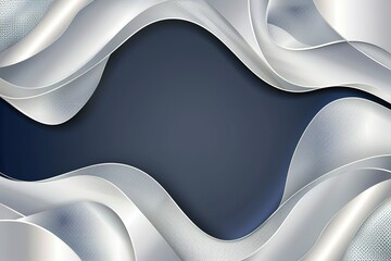 Poster - Abstract silver waves on dark blue background. Elegant and modern design.