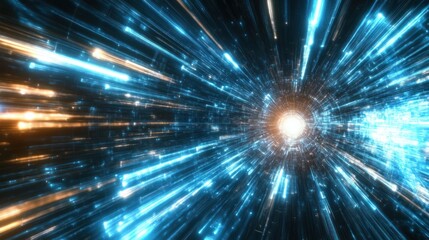 Poster - A dynamic visual representation of light and motion, suggesting speed and energy in space.