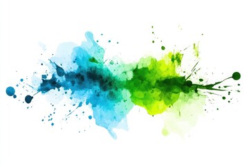 Poster - Bright lime and turquoise watercolor design with bold splashes and soft transitions, creating a refreshing and creative aesthetic