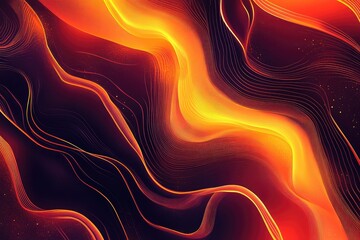 Poster - Burnt orange and gold gradient background with glowing neon effects and flowing lines, capturing a fiery and energetic aesthetic