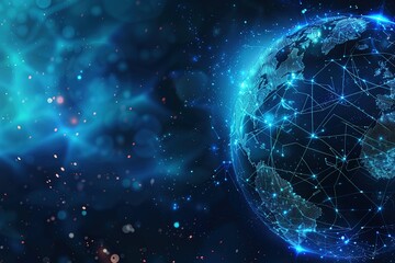 Fototapete - Global network connection, digital world.