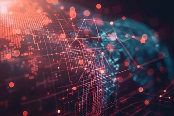 Poster - Global network connection, digital data streams visualized.