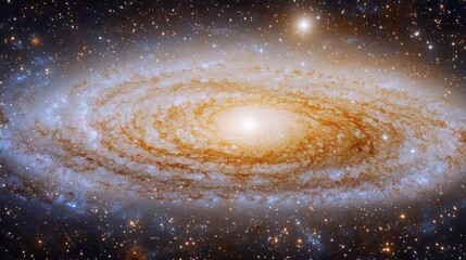 Wall Mural - panoramic banner with bright star illuminates the outer rim of a spiral galaxy creating a breathtaki