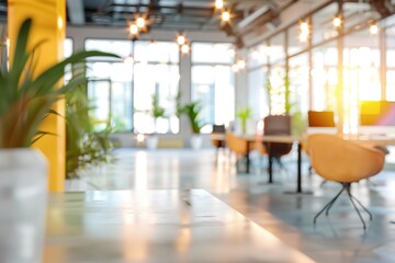 Poster - Modern office workspace with natural light and plants.
